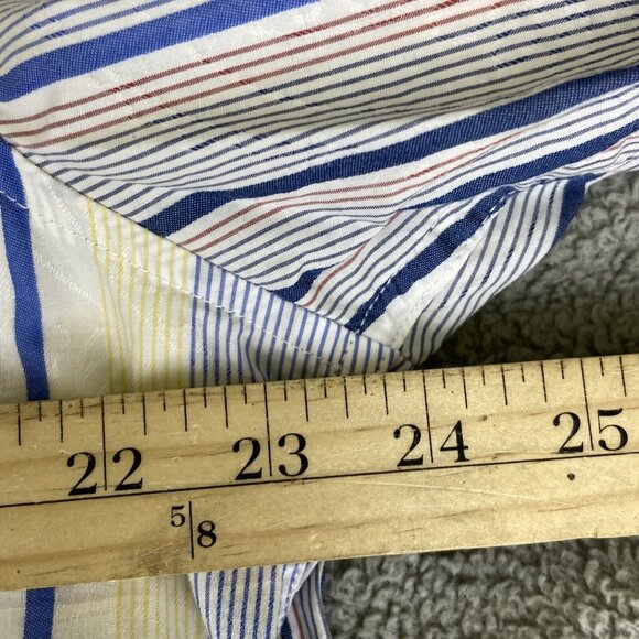 Robert Graham Men's Large Long Sleeve Striped Floral Flip Cuff Button Up Shirt - Picture 9 of 16